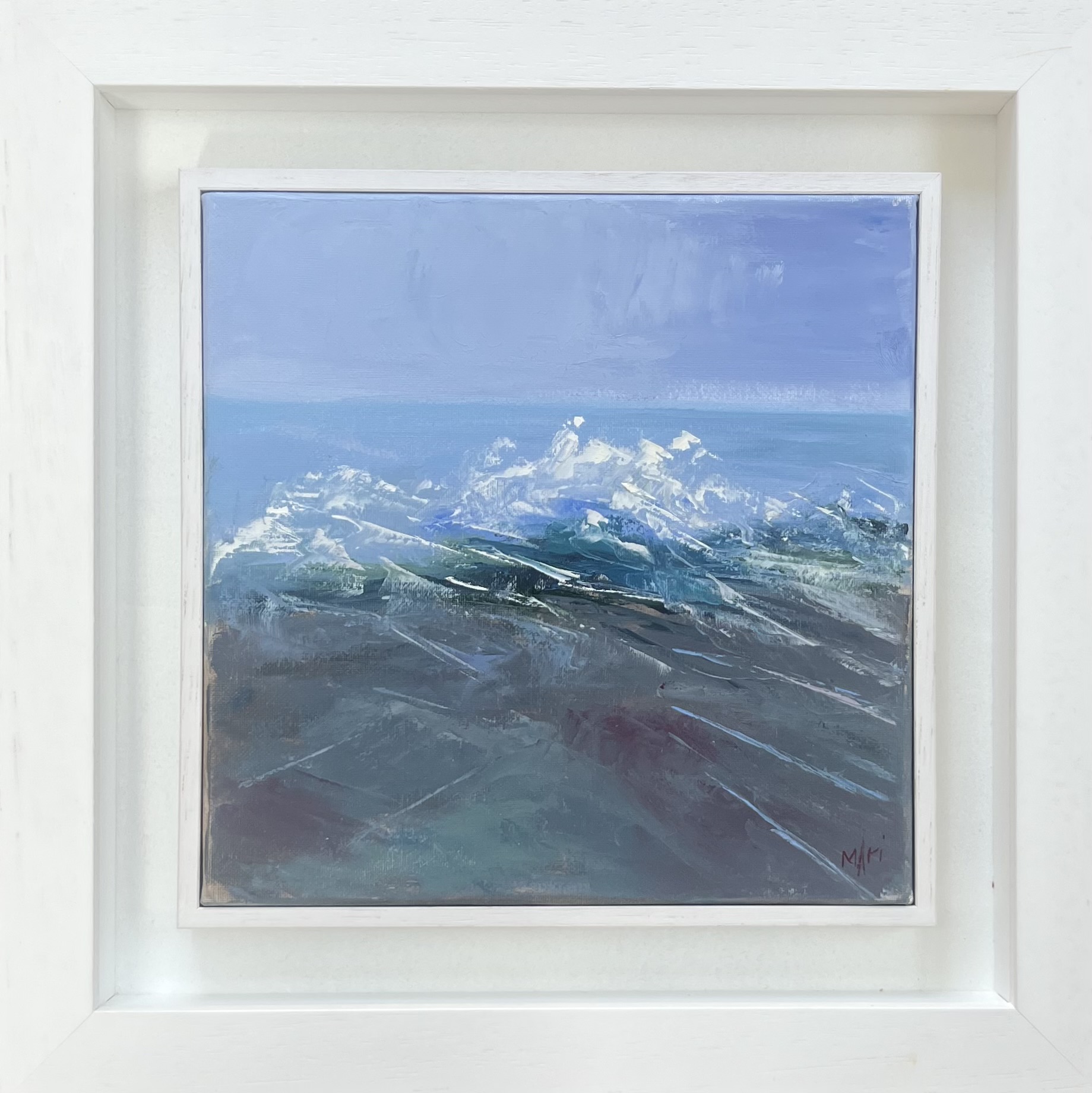 The Quiet Tide — Oil on canvas, framed, 20 × 20 cm (framed 30 × 30 cm), by Marie Kelly