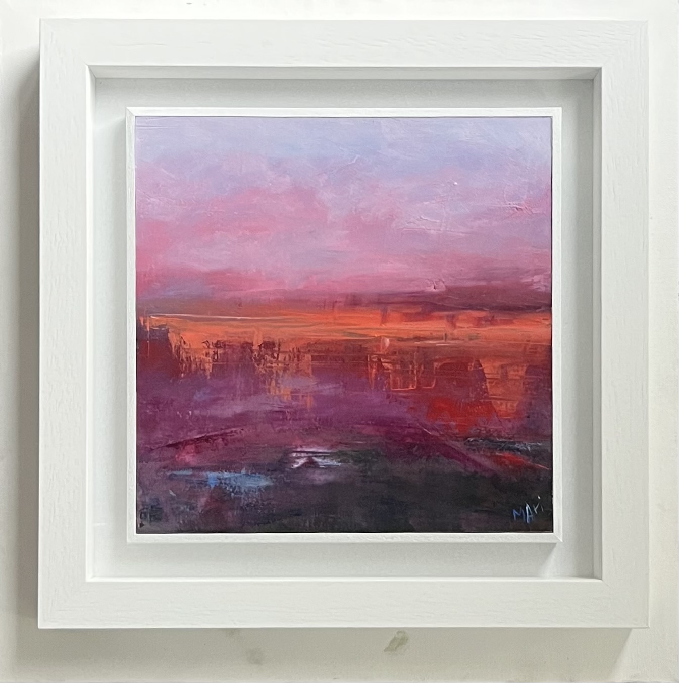Echoes of Dusk — Oil on board, framed, 34 × 34 cm, by Marie Kelly