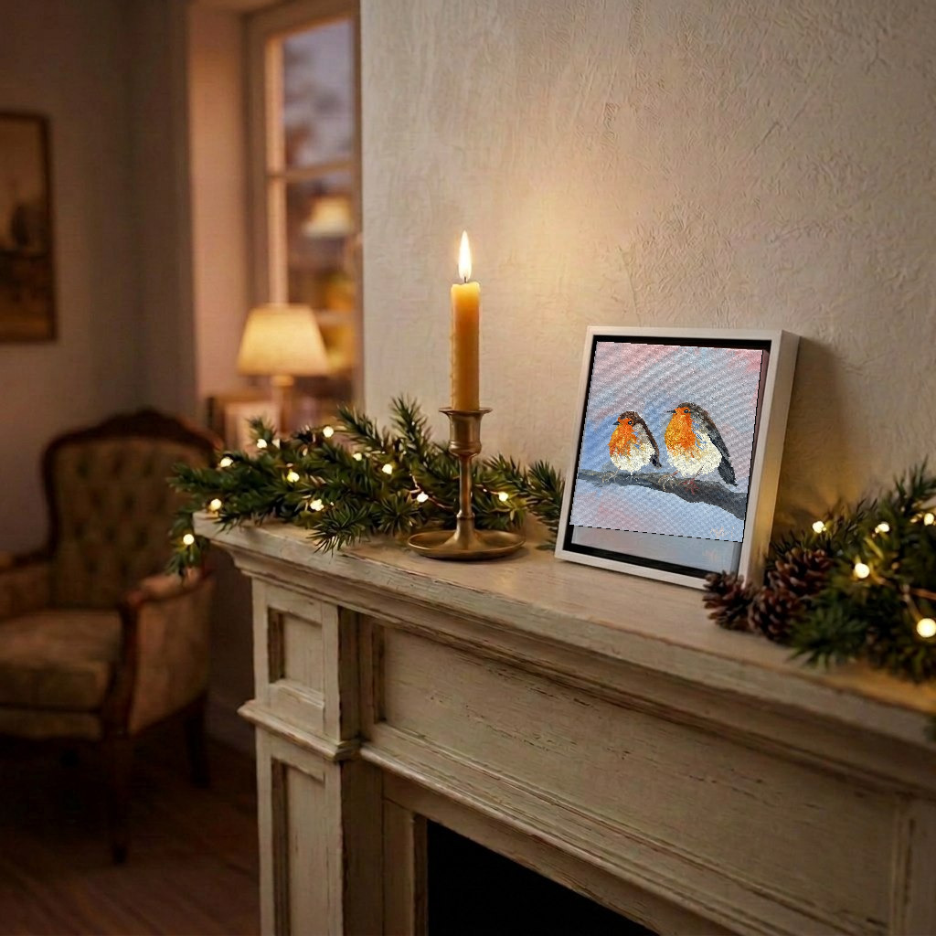 A festive touch — lovely on the Christmas mantel, but this little robin is happy to hang all year round