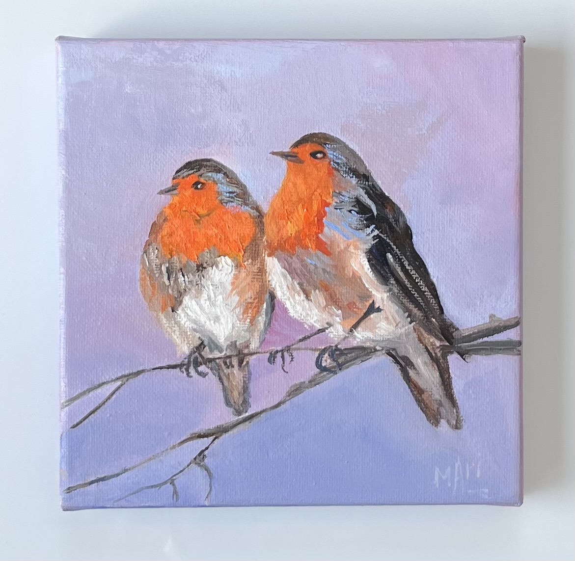 Hi there!! — Oil on canvas, 15 × 15 cm (canvas size), by Marie Kelly